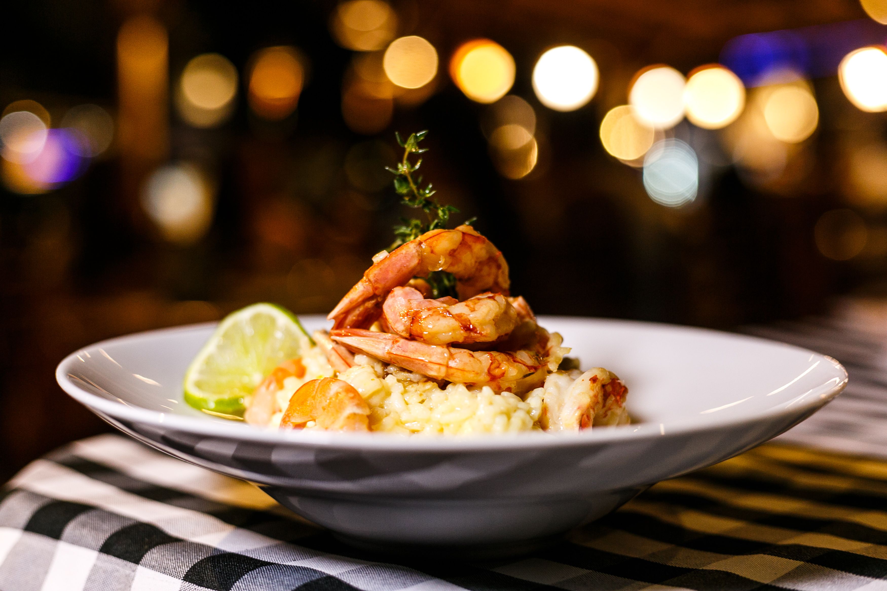 Shrimp risotto for coastal event catering in Galveston and Crystal Beach